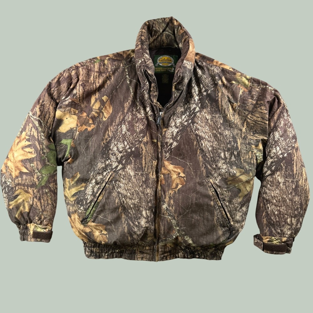 Vintage Cabela's Puffer Jacket Men Xl Mossy Oak Camo Goose Down Hunting Utility